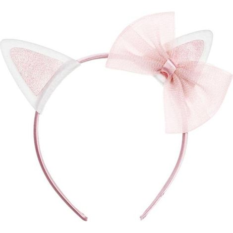 Diadema de gatito con lazo rosa