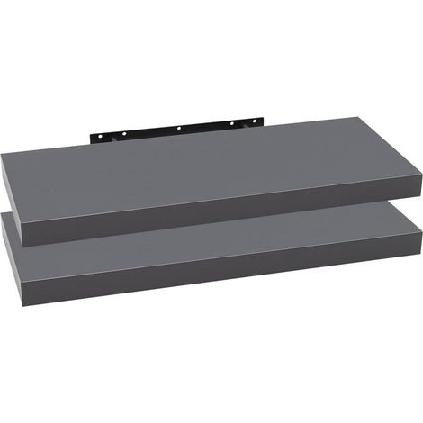 WOLTU 2er Set Wandregal Bücherregal Deko Wandablagen MDF Holz Hängeregal dunkelgrau 60x22.9x3.8cm