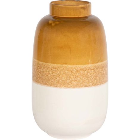 Vase en céramique beige jaune 24 x 24 x 41 cm (1/2)