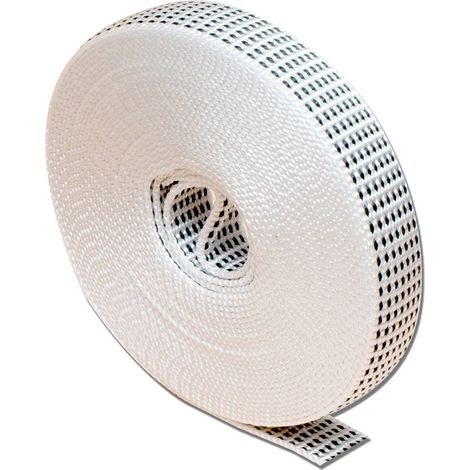 Blindband "PR26", 18mm breit und 6 Meter lang, aus weißem Polypropylen mit schwarzen Sprenkeln