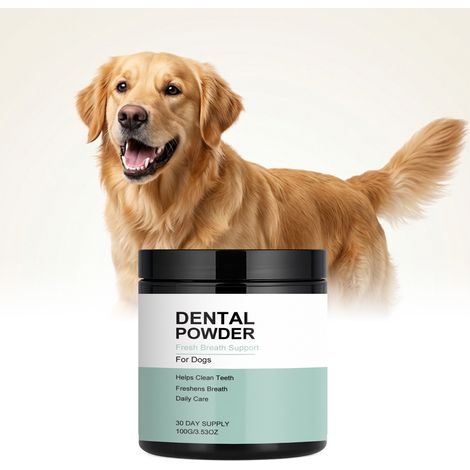 Poudre dentaire rafraîchissante spécialement conçue pour les chiens, aidant à réduire la plaque dentaire et les mauvaises odeurs dans la gueule des chiens au quotidien, pour une haleine fraîche. – 100 (1/5)