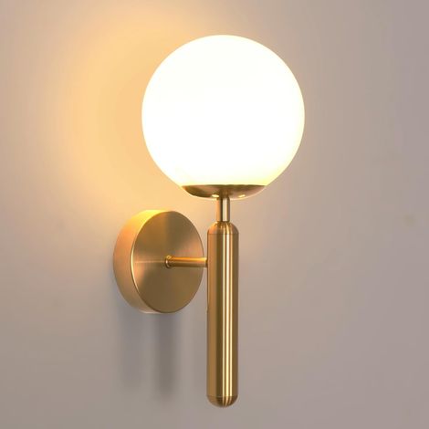 Applique Murale LED Intérieur, Or E27 Lampe de Murale, Appliques avec Abat-Jour en Verre, pour Chambre, Salon, Couloir, Sans Ampoule