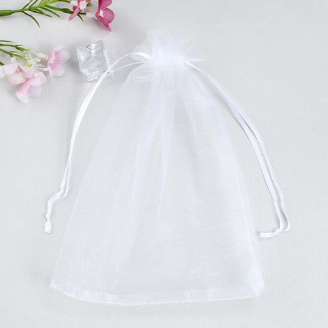 Lot 100 sacs protection grappes, organza raisins fruits, avec cordon, anti-guêpes oiseaux, 15x20cm blanc (1/3)