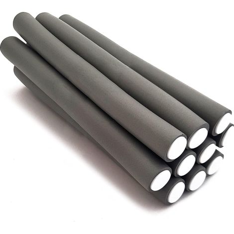 Lot de 10 tiges flexibles courtes de 18 mm – Rouleaux flexibles en mousse – Bigoudis légers flexibles pour boucles et vagues – Outil de coiffure pour salon de coiffure – Couleur gris (18 mm) (1/5)