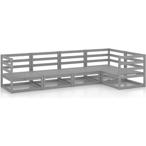 Maison Exclusive - Muebles de jardín 5 piezas gris madera de pino (1/5)