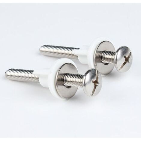 Lot de 2 boulons d'installation pour abattant de WC avec vis, entretoise et écrou pour fixation stable du couvercle de toilette, convient à la plupart des toilettes standard (vis) (1/5)
