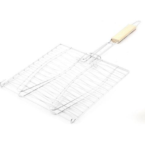 Outdoor Picknick Rutschfester Griff Metall Fisch Grill Net Korb Clamp 24 cm x (1/2)