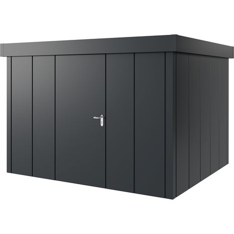 Hörmann Metall-Gerätehaus "Juno" mit Flachdach, JFD13 - Design, 310 x 262 cm (B x T), anthrazit, 1-flüglige Tür, Anschlag links (1/5)