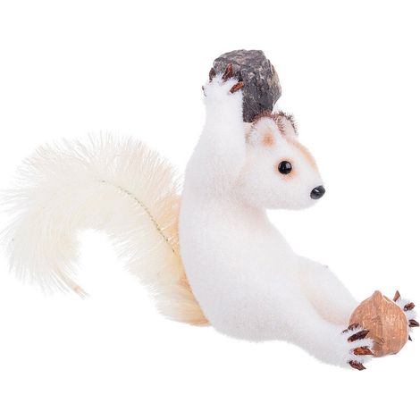 Scoiattolo "Alvin" in polistirolo colore bianco per decorazione natalizia -Con schiaccianoci (1/2)