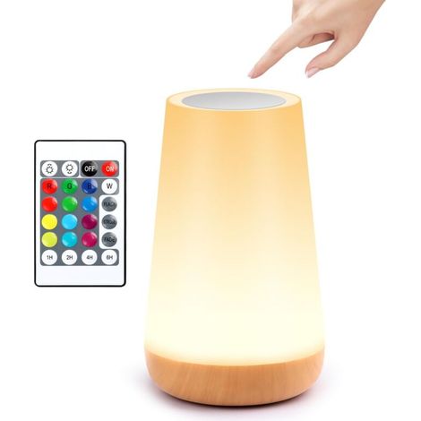 Lampe de Chevet, Veilleuse LED vec 13 Couleurs Changeantes, RGB Lampe Nuit Tactile avec Télécommande pour Cadeau pour Enfant/Adulte