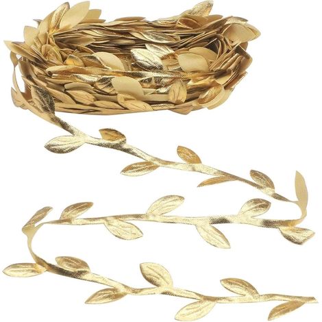 10m Plante Artificielle Tombante, Guirlande Artificielle de Feuilles Découpable, Faux Lierre Artificiel pour Jardin Mariage Loisirs Créatifs Fête Bricolage Décoration Bricolage Artisanat (Doré) (1/5)