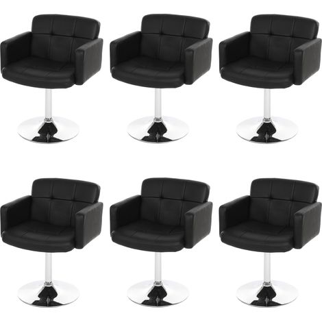 Set 6x sedie Lounge Orlando M10 cromo ecopelle 55x60x80cm nero (1/5)