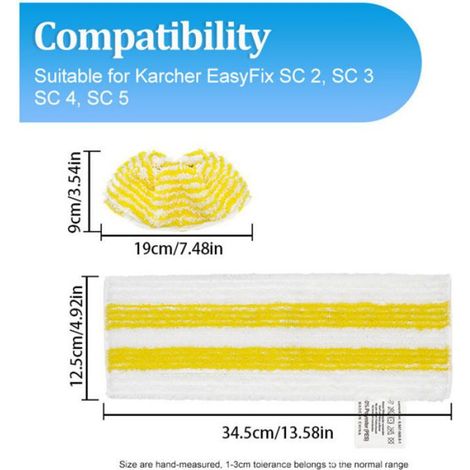 Chiffon microfibre Karcher - Lot 9 - 6 lingettes +3 bonnettes - Nettoyeur vapeur SC2-SC5 Aucuneary (1/5)