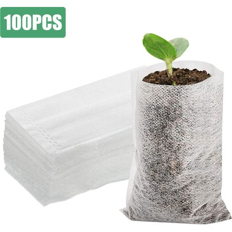 Pflanzsack + Standardmodell + Weißer Pflanzsack aus Vliesstoff, 18 cm x 6 cm, 100er-Packung (1/5)