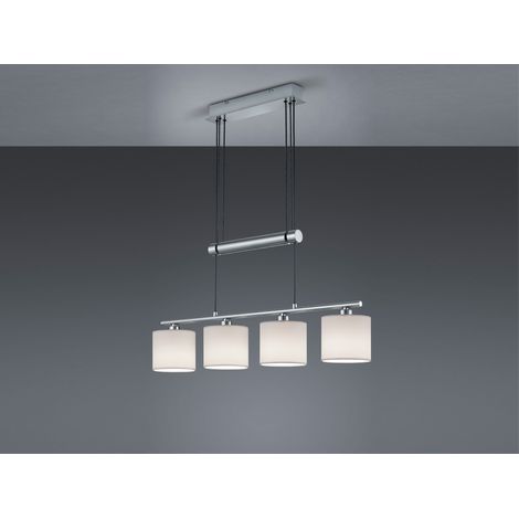 Pendelleuchte GARDA 4-flammig Weiß höhenverstellbar mit Stoffschirmen, B: 77cm (1/5)