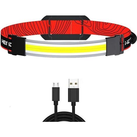 Lampe frontale COB, lampe frontale LED super profil bas rechargeable, phare large 260°, étanche, 3 modes (1/5)