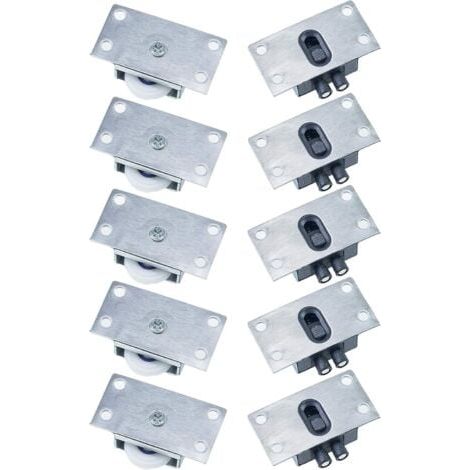 5 paires Galet de Roulement de Porte Coulissante Roues à Rouleaux pour Meubles de Fenêtre Anti-rouille Muet Pas Facile à Porter pour Armoire Armoire Placard Fenêtre (Argent) (1/5)