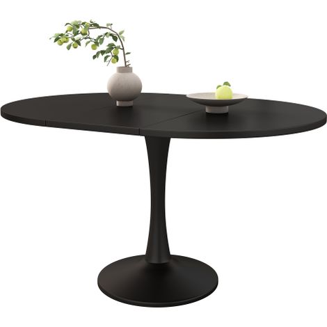 Table ovale extensible 100-140cm noire moderne gain place (1/5)