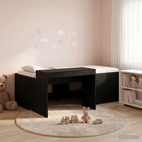 vidaXL Hochbett mit Schreibtisch für Kinder Schwarz 90 x 200 cm (1/5)
