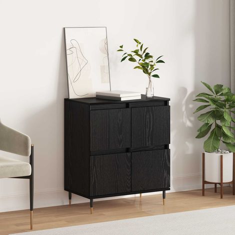 Buffet 4 portes en bois d’ingénierie effet chêne noir 60 x 35 x 70 cm - PANGIVO (1/5)