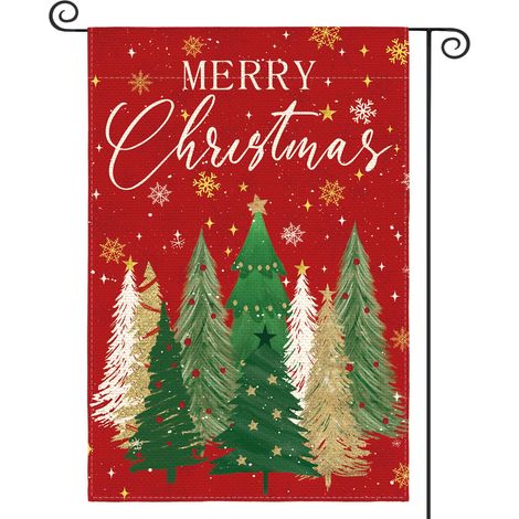 Drapeau jardin Merry Christmas 30 virgule 5 x 45 virgule 7 cm double face l extérieur arbre Noël flocon neige (1/5)