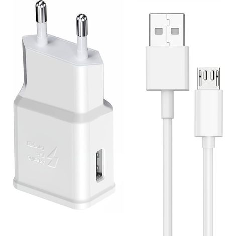 Chargeur avec Micro USB Câble 1.5m, Charge Rapide pour Samsung Galaxy S3 Edge S4 S5 S7 S6, A3, A5, A6, A10, J8 J7 J6 J5 J3, Tab S Tab S2, Note5 Note4 Note2 Android Universel Secteur (1/5)