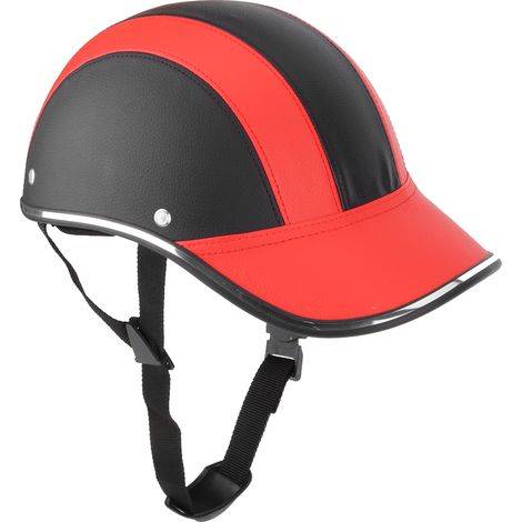 Casque moto demi-visière léger universel chapeau de sécurité cycliste casquette baseball (Rouge A0322 Taille Unique) (1/5)