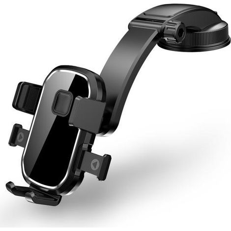 Supporto per auto a ventosa a cascata - Supporto multifunzionale per smartphone da 5,8 a 9 cm di larghezza - Nero, universale per auto (1/2)