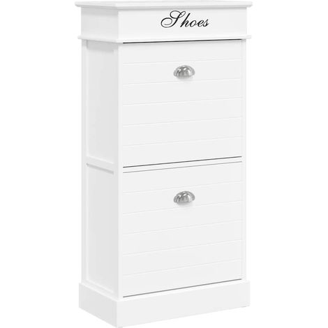 Zapatero de madera de Paulownia blanco 50x28x98 cm vidaXL (1/5)