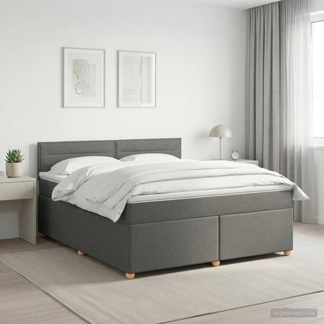 Cama box spring con colchón Gris oscuro 140 x 190 cm Tela (1/5)