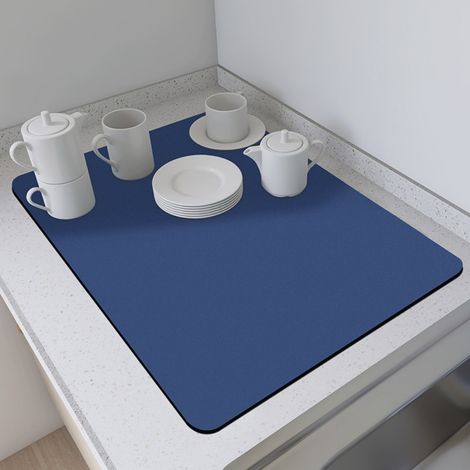 Ede Bleu marine, 5060cm (terre de diatomées) Tapis absorbant en terre de diatomées de couleur unie, résistant aux hautes températures, isolant thermique, pour la maison, les restaurants et les éviers (1/5)
