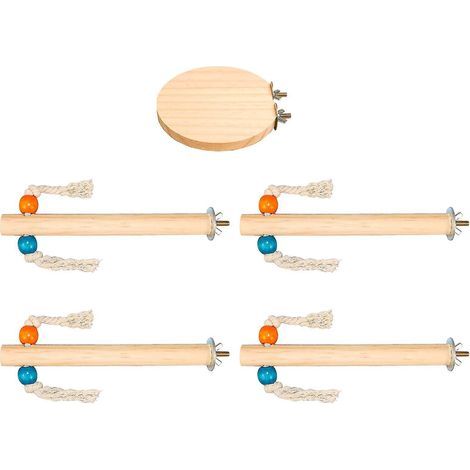 Set mit 5 Holzsitzstangen für Papageien, sichere und ungiftige Beobachtungsplattformen für Käfige. (1/4)
