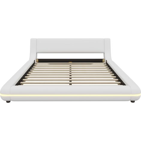 Letto basso 140 x 200 cm in PU e MDF con illuminazione LED ambientale bianca MODENUIT (1/5)