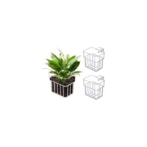 Set mit 3 transparenten Aquarienpflanzenhaltern aus Kunststoff für Fischteiche, Hänge-Aquarienpflanzenhalter mit Haken, Aquarienpflanzentopf - Crezuo