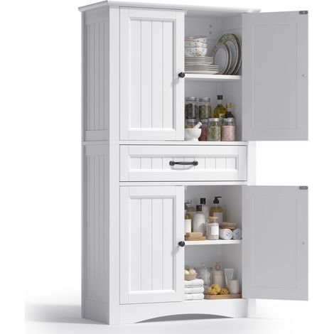 Armoire de Salle de Bain - 2 Portes, 1 Tiroir, Étagères Réglables - 73x31x132 cm (1/5)