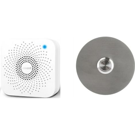Sonnette sans fil rond acier gris boite d'encastrement