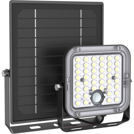 Europalamp – Projecteur solaire LED 10W – 1400 lumens – Autonome avec panneau solaire – IP65 résistant pluie et poussière – Détection automatique