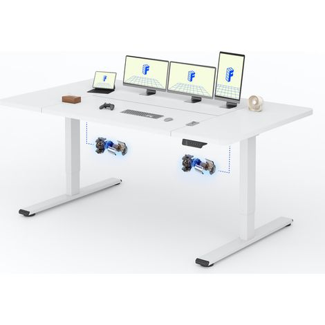FlexiSpot Bureau Assis Debout 200 x 80 cm avec 2 Moteurs, Blanc