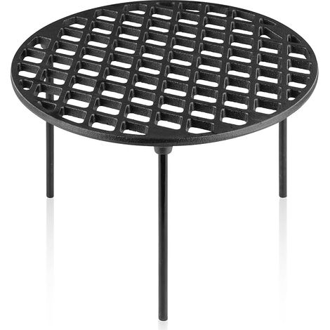 Grille de cuisson/de feu en fonte avec 3 pieds - Rond - Dessous de verre - Accessoire de barbecue - Trépied, support de casserole (diamètre 30 cm) (1/5)