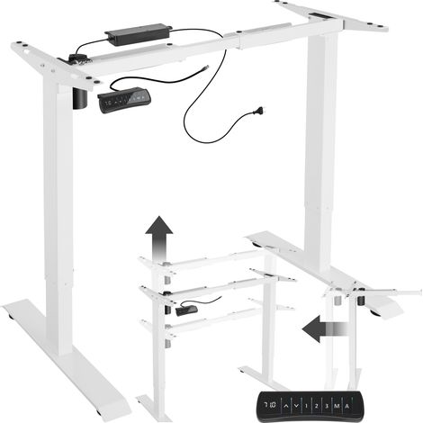Cadre de bureau assis debout réglable en hauteur électriquement 85-129x65x71-121cm - (1/10)