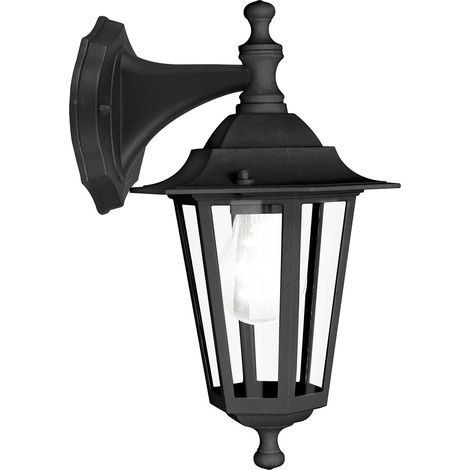 Applique Esterno Verso Basso Classica Laterna 4 Alluminio Nero 1 Luce E27