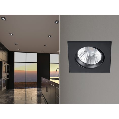 LED Einbaustrahler PAMIR eckig schwenkbar dimmbar Schwarz 5,5W Deckenbeleuchtung (1/5)