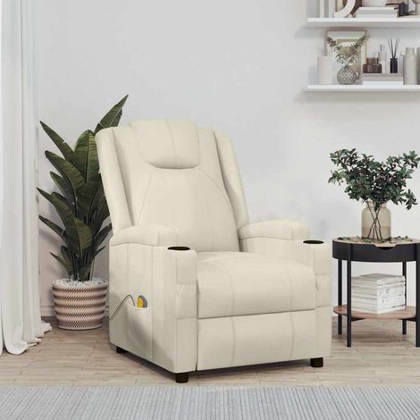 Fauteuil de massage-Chaise de relaxation-Fauteuil Relax blanc crème similicuir 672448 (1/5)