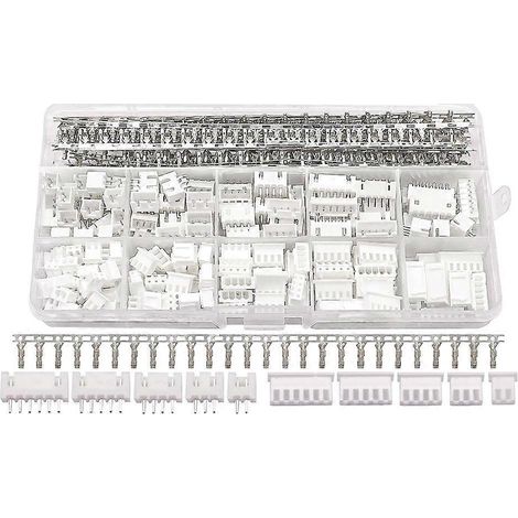 Kit de 560 connecteurs JST-XH 2,54 mm avec boîtier mâle et femelle à 2/3/4/5/6 broches. (1/5)