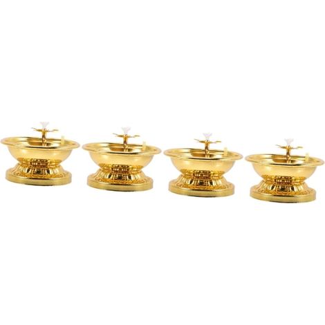4 pièces Lampe à Huile Ancienne Alliage de Réglable Lampe à Huile Décorative pour Temple et Bureau Lumière Douce pour Prière et Ambiance Chaleureuse (1/5)