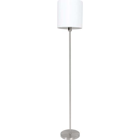 Stehleuchte Standlampe Leuchte Beistellleuchte Wohnzimmer, Metall silber Stoff (1/5)