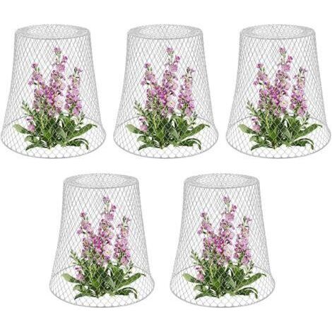Tuteur pour végétaux, Cloche de protection pour plantes en métal - Lot de 5, Blanc (1/5)