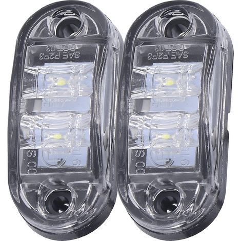 Feux de Position Latéraux, 10-30V 2 DEL Marqueur Lumière Feu de Position Latéral Signal Lumineux D'avertissement Pour Voitures Camions Remorques Camping-cars(Un blanc)),A (1/4)