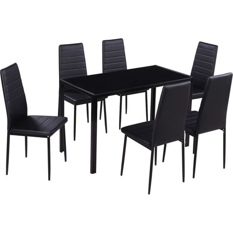 vidaXL Set Tavolo da Pranzo 7 pz Nero (1/5)