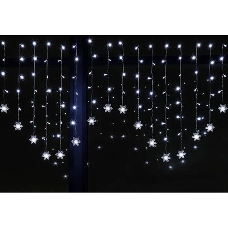 LED Rideau Lumineux de Flocon de Neige 3.5m 8 Modes 220V Guirlandes Lumineuses Branchez-vous  Pour Rideau Fenêtre Décoration de Noël Mariage Jardin Chambre Anniversaire Blanc [Classe énergétique A+] (1/5)